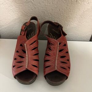Dansko Red Sandals with Strappy Cut-Out Design